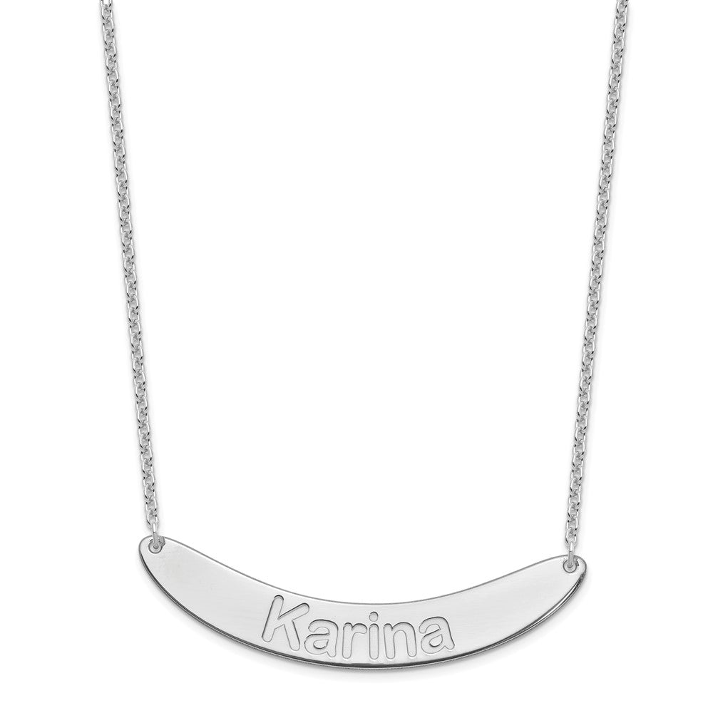 SS/Rhod-plated Large ARIAL ROUNDED Curved Bar Necklace