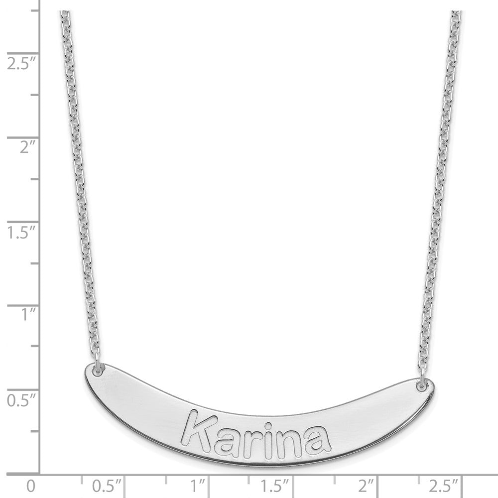 SS/Rhod-plated Large ARIAL ROUNDED Curved Bar Necklace