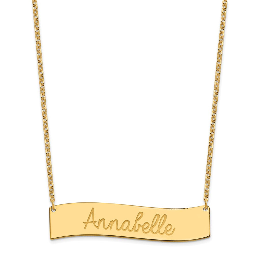 SS/Gold-plated Medium AWAYS IN MY HEART Curved Bar Necklace