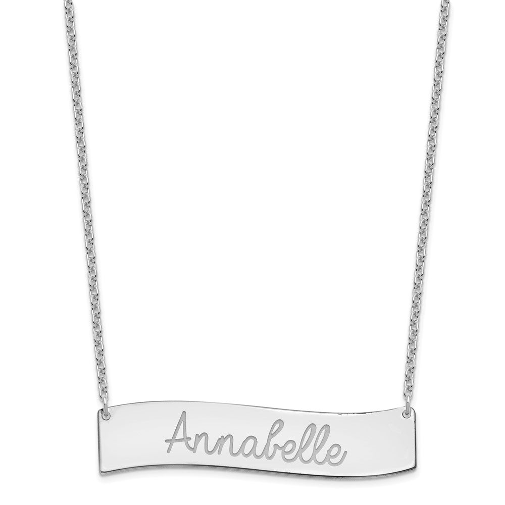 SS/Rhodium-plated Medium ALWAYS IN MY HEART Curved Bar Necklace