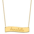 14k Yellow Gold Large ALWAYS IN MY HEART Curved Bar Necklace