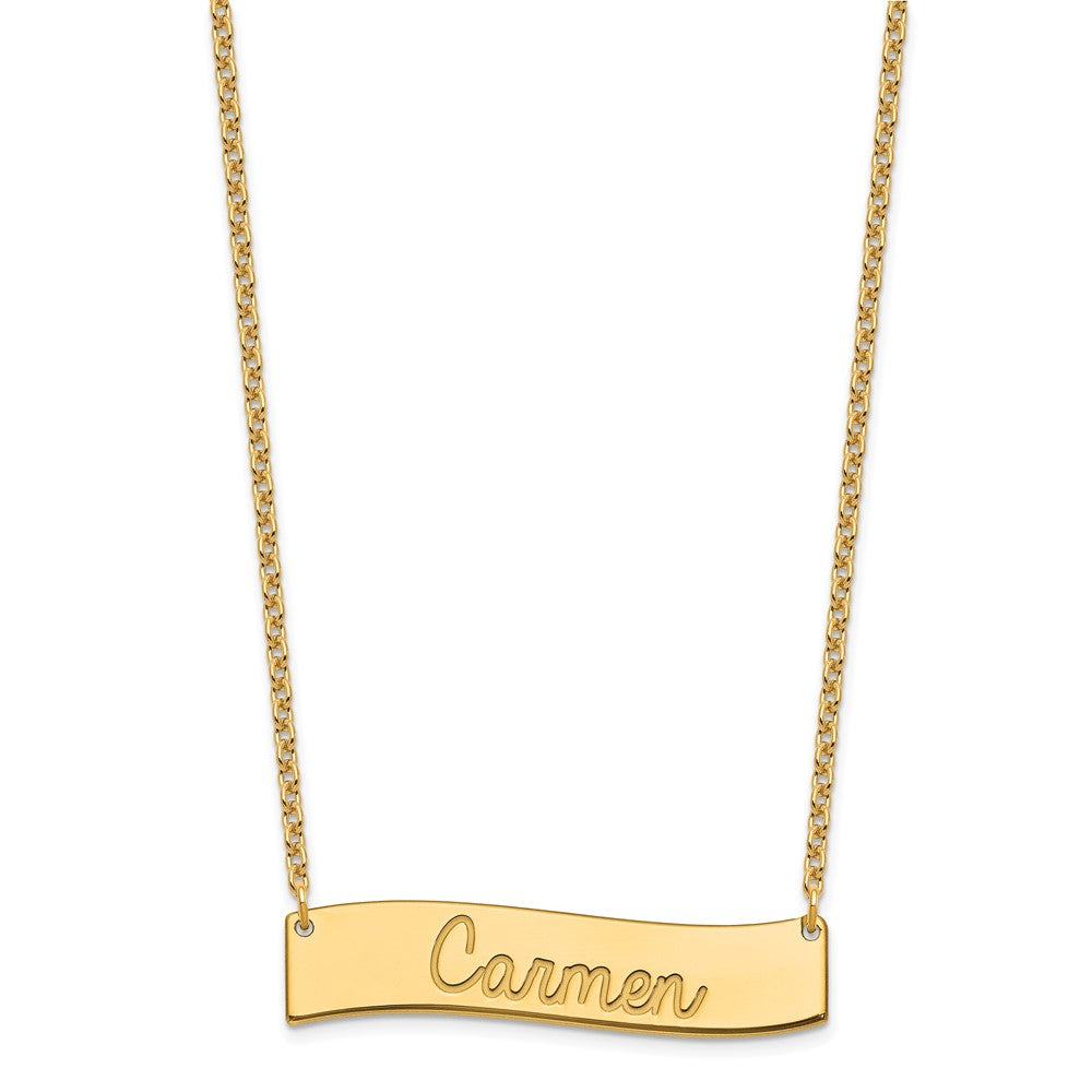 SS/Gold-plated Medium AWAYS IN MY HEART Curved Bar Necklace
