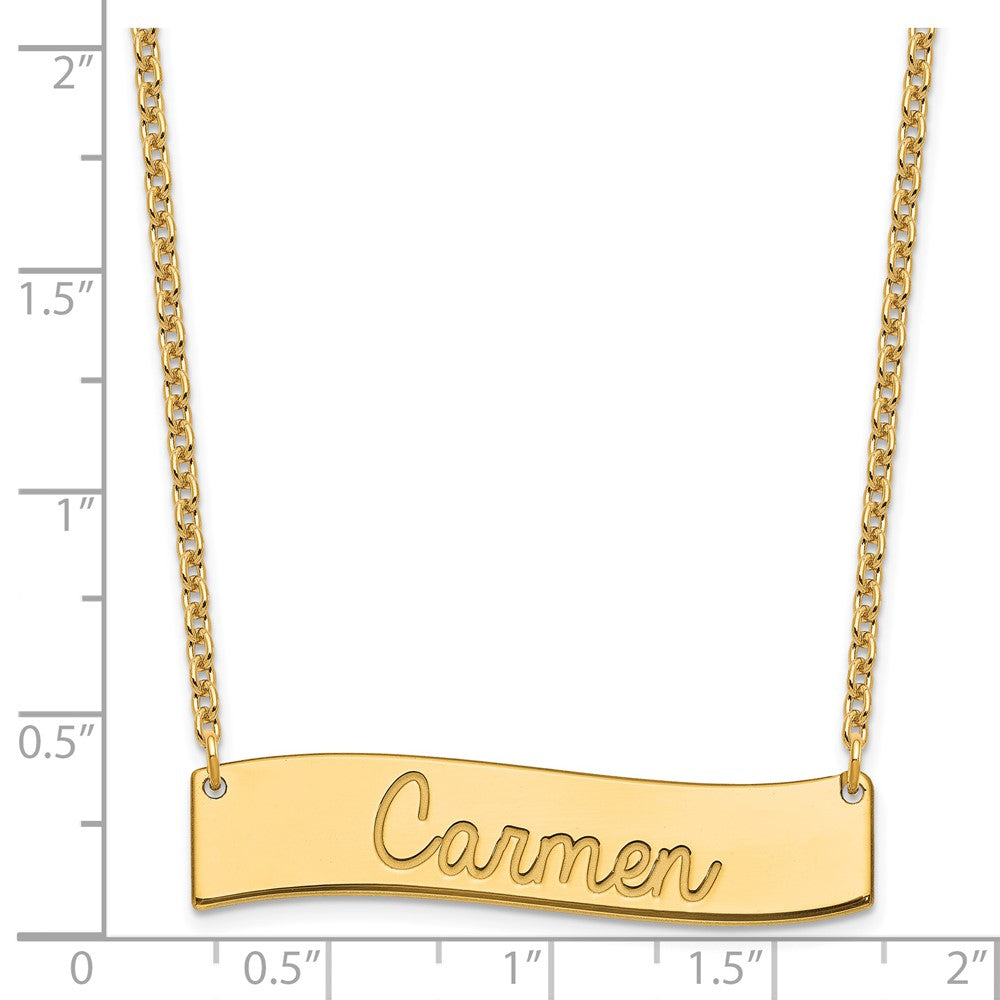 SS/Gold-plated Medium AWAYS IN MY HEART Curved Bar Necklace