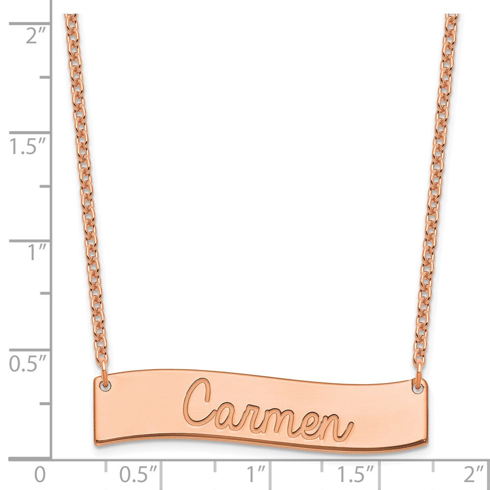 SS/Rose Gold Medium ALWAYS IN MY HEART Curved Bar Necklace