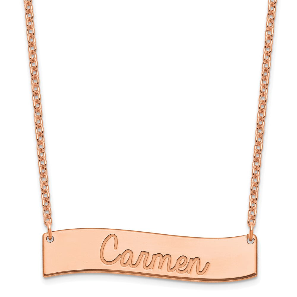 SS/Rose Gold Medium ALWAYS IN MY HEART Curved Bar Necklace