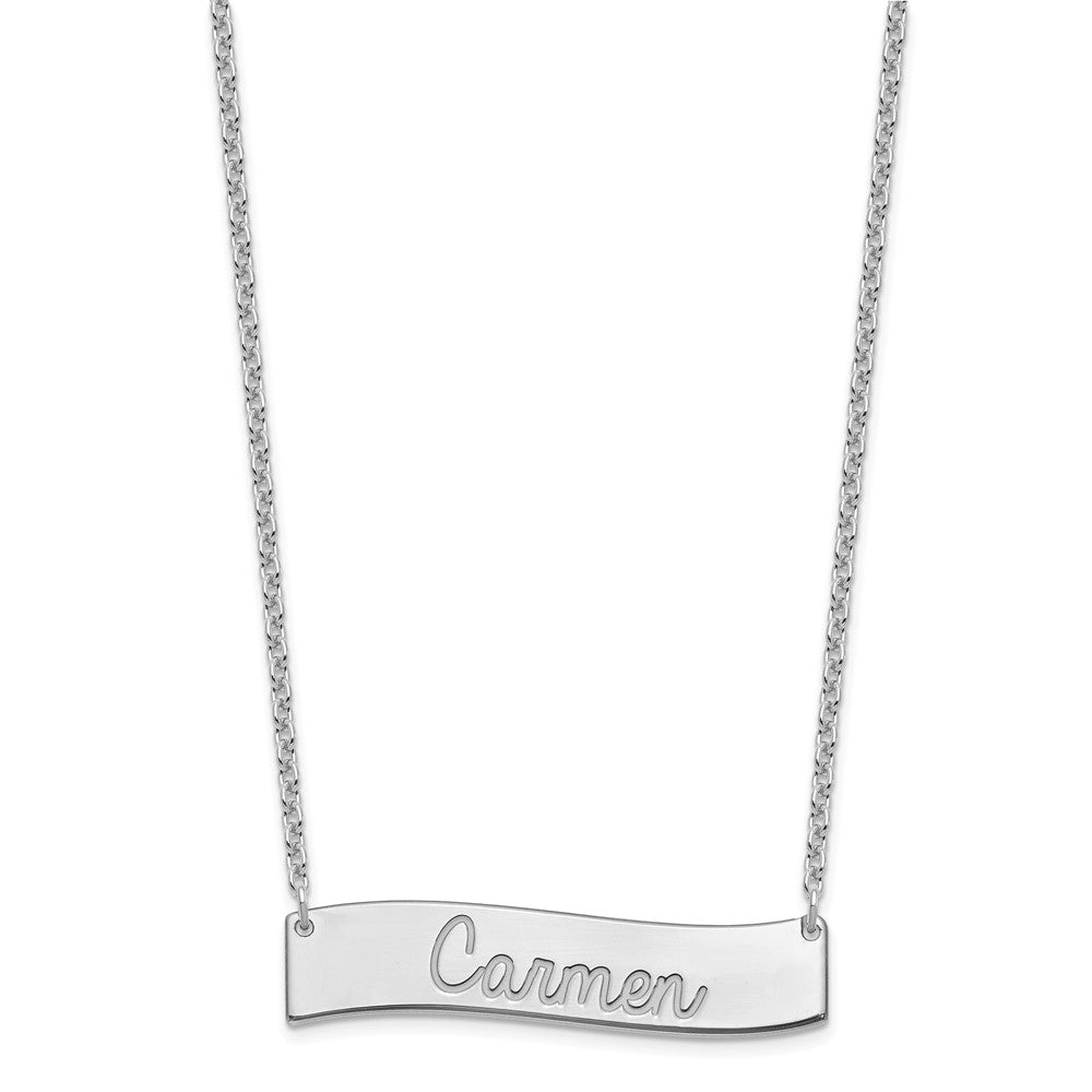 SS/Rhodium-plated Medium ALWAYS IN MY HEART Curved Bar Necklace