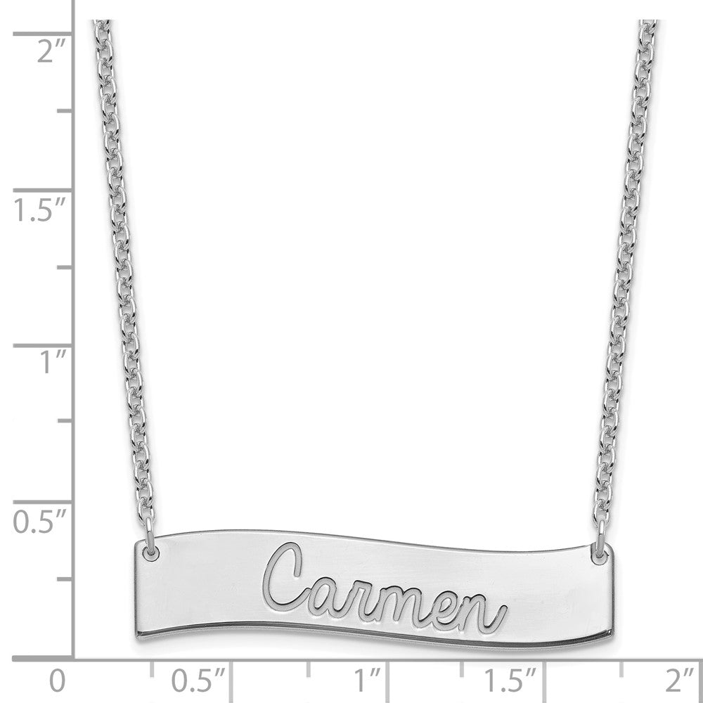 SS/Rhodium-plated Medium ALWAYS IN MY HEART Curved Bar Necklace