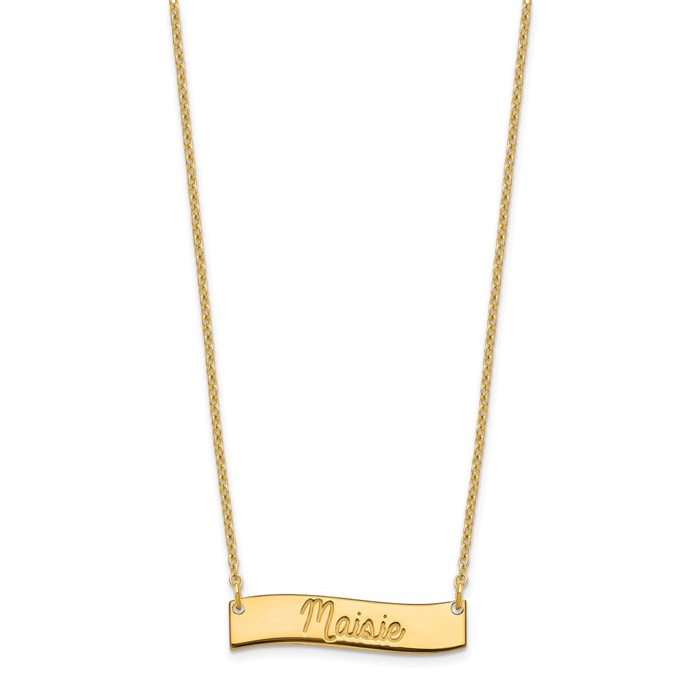 SS/Gold-plated Small AWAYS IN MY HEART Curved Bar Necklace