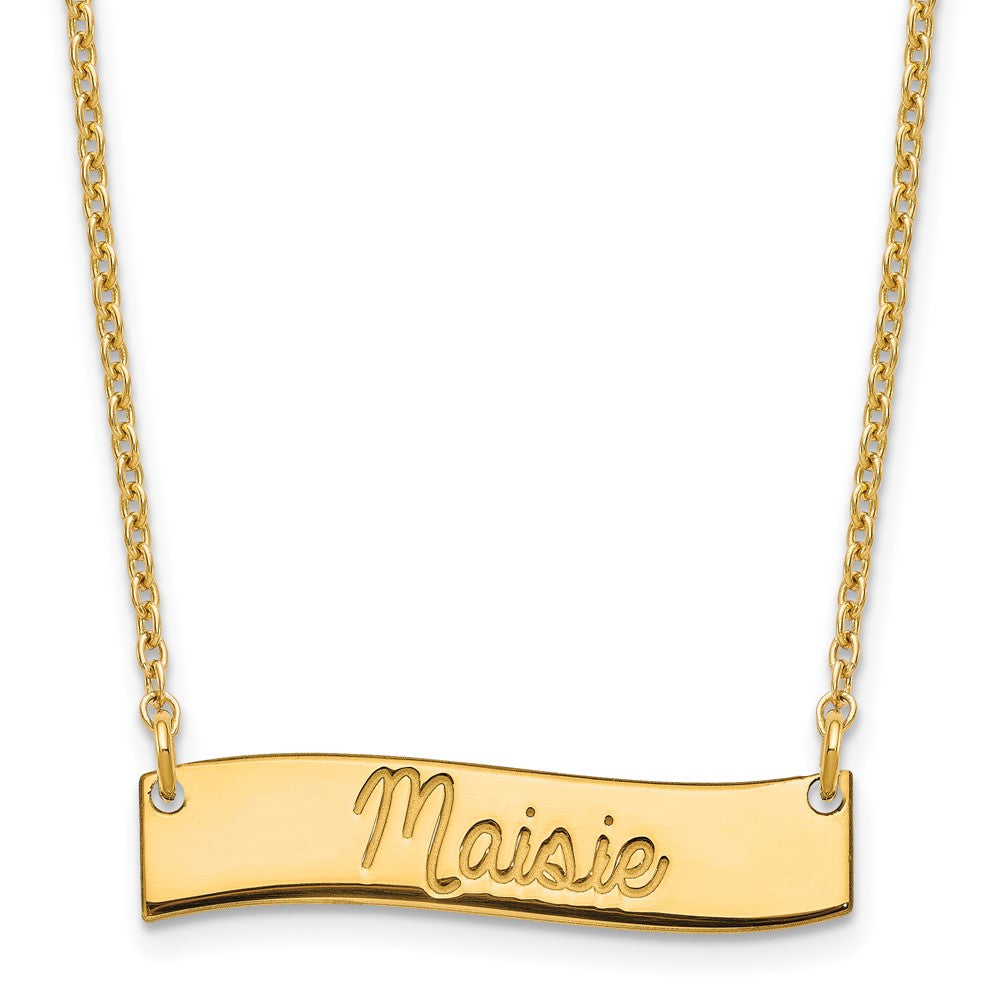 SS/Gold-plated Small AWAYS IN MY HEART Curved Bar Necklace