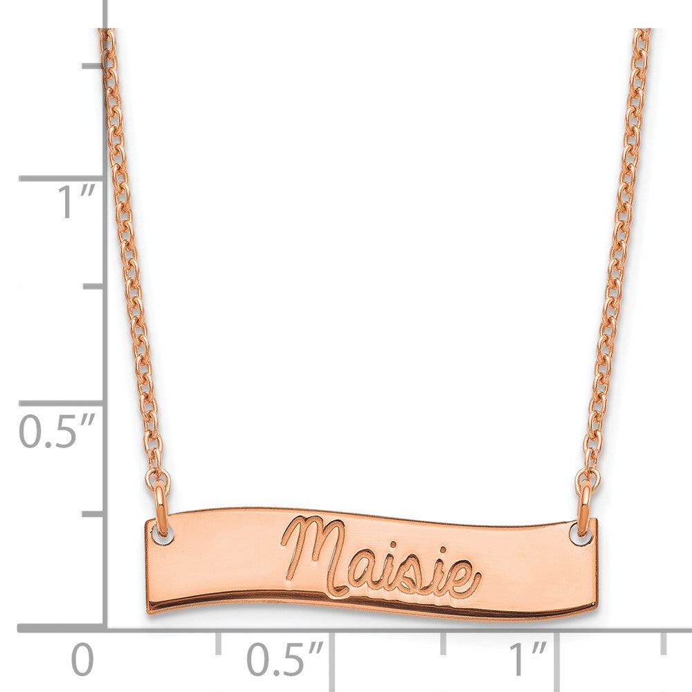 SS/Rose Gold Small ALWAYS IN MY HEART Curved Bar Necklace