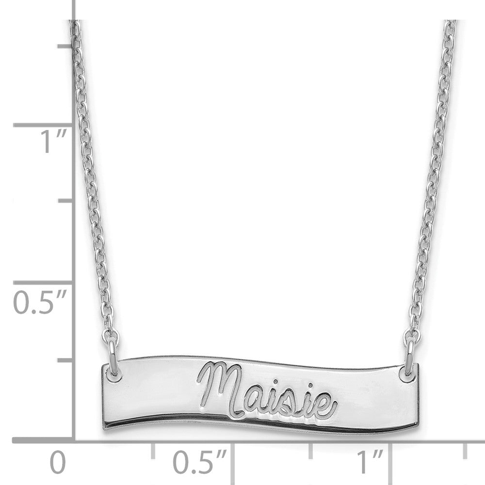 SS/Rhodium-plated Small ALWAYS IN MY HEART Curved Bar Necklace