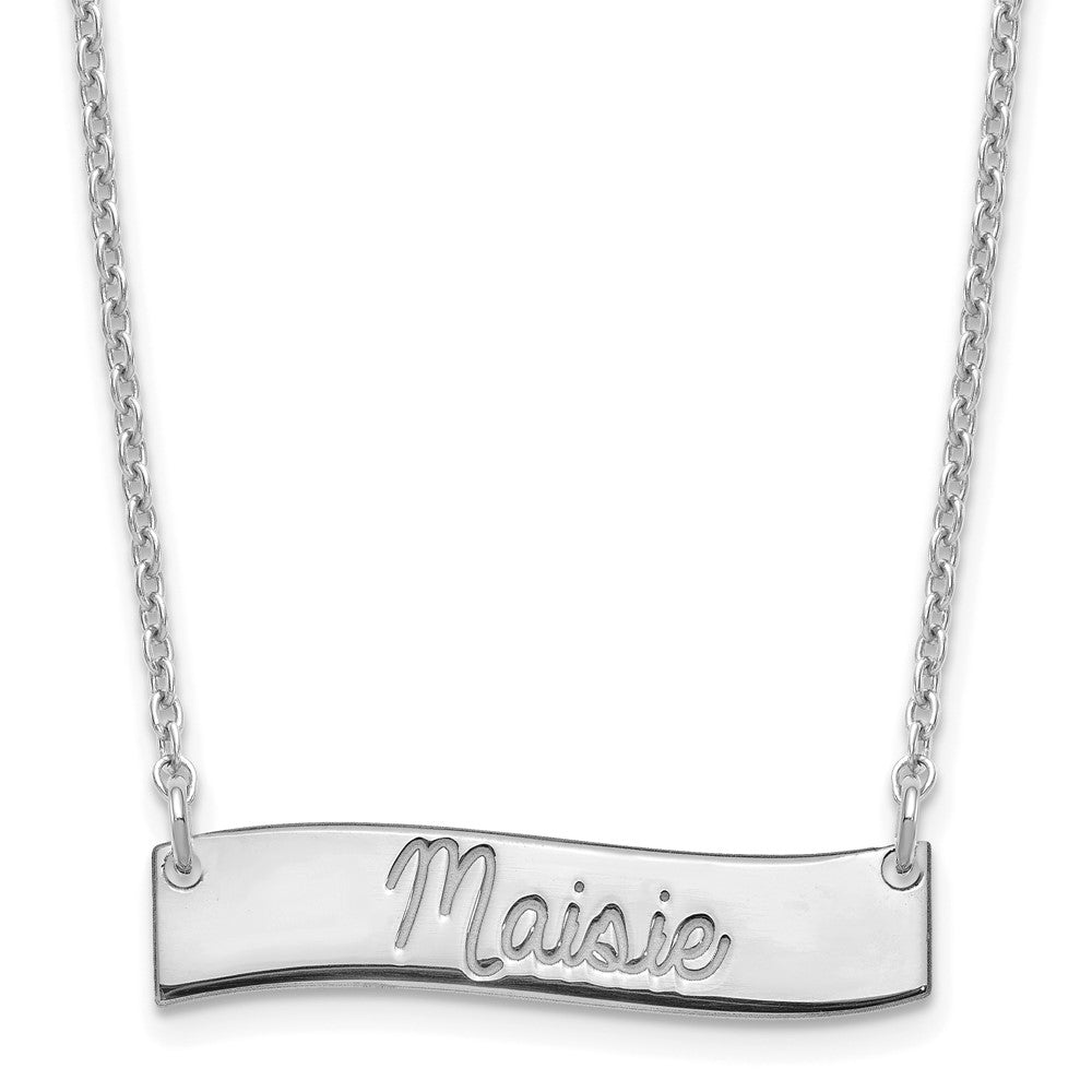 SS/Rhodium-plated Small ALWAYS IN MY HEART Curved Bar Necklace