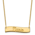 14k Yellow Gold Small ALWAYS IN MY HEART Curved Bar Necklace