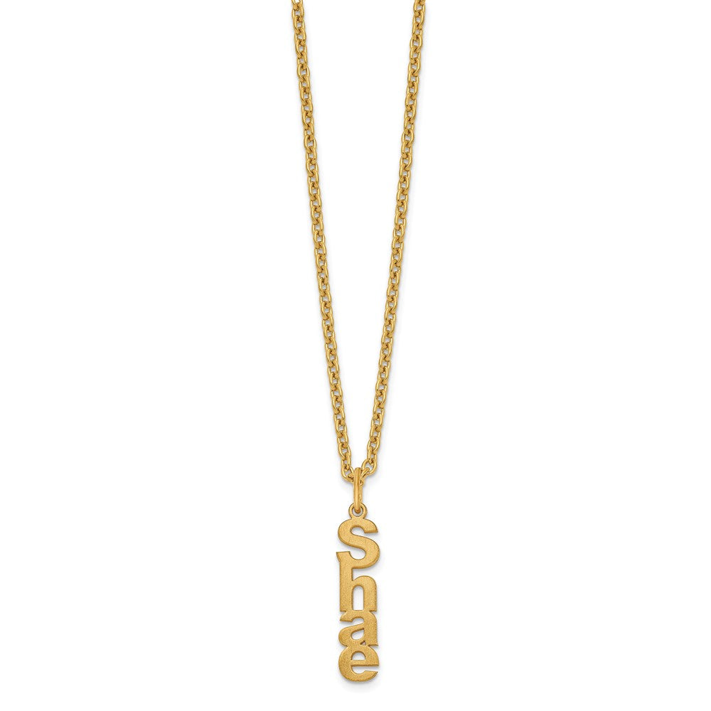 SS/Rhodium-plated Brushed Vertical 1 Name Charm Necklace
