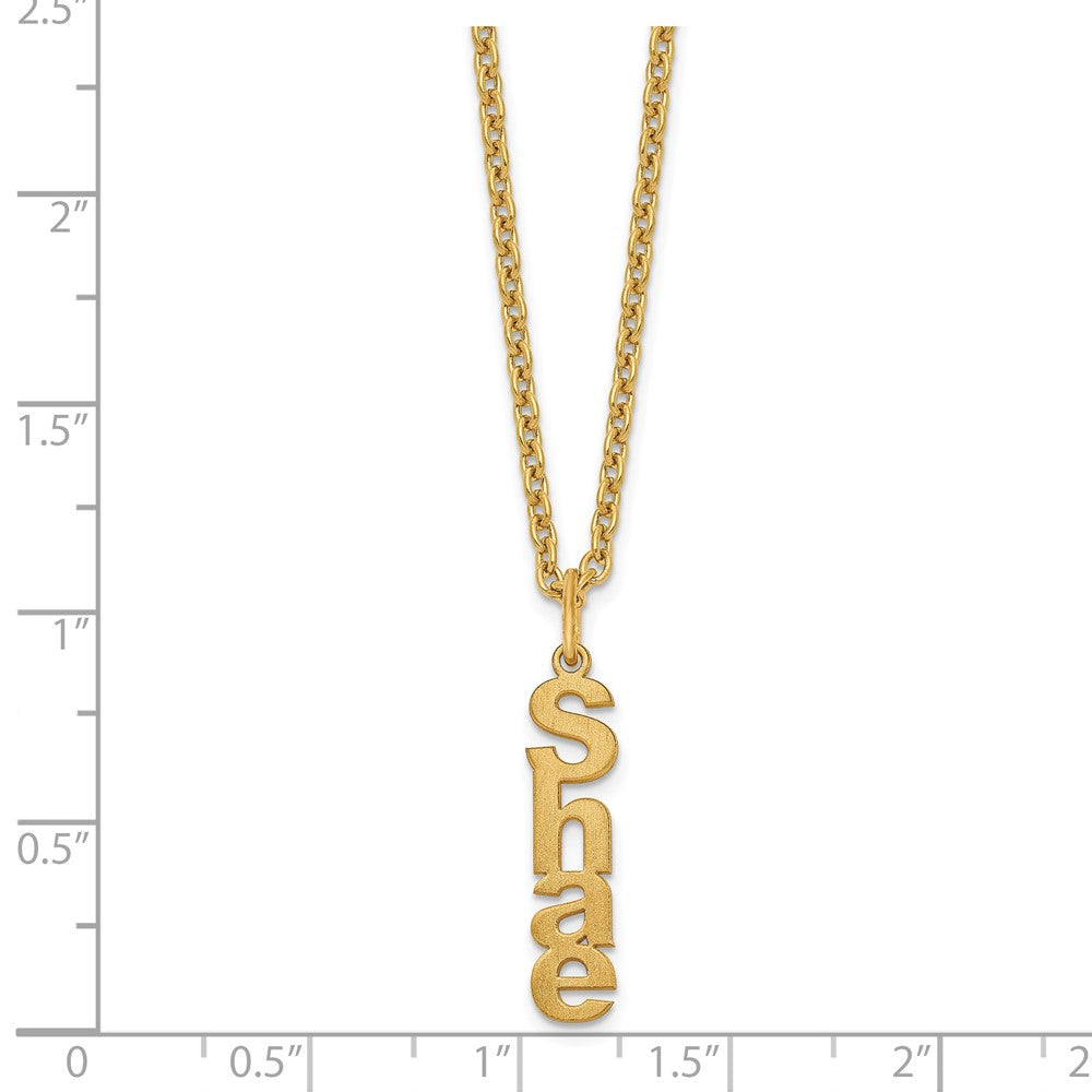 SS/Rhodium-plated Brushed Vertical 1 Name Charm Necklace