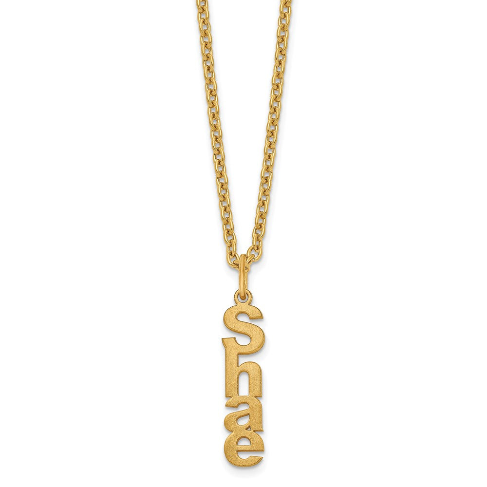 SS/Rhodium-plated Brushed Vertical 1 Name Charm Necklace