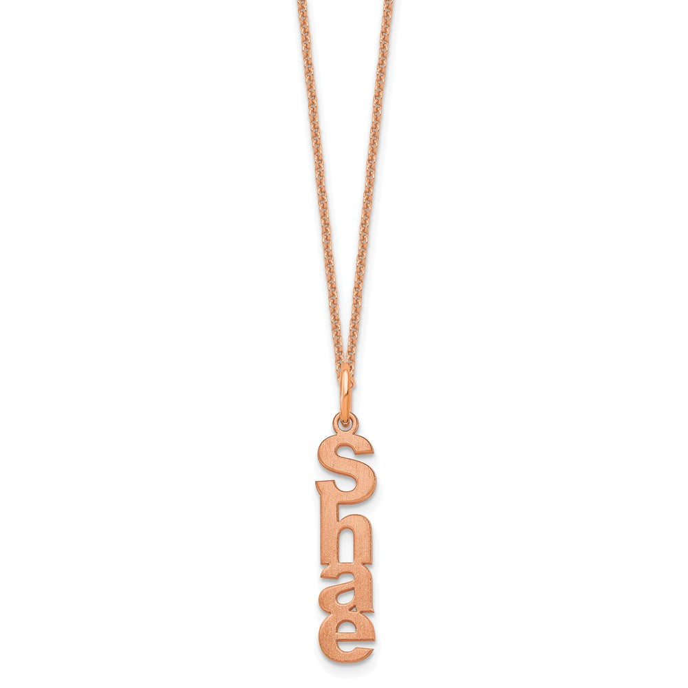 14k Rose Gold Brushed Vertical 1 Name Charm Necklace