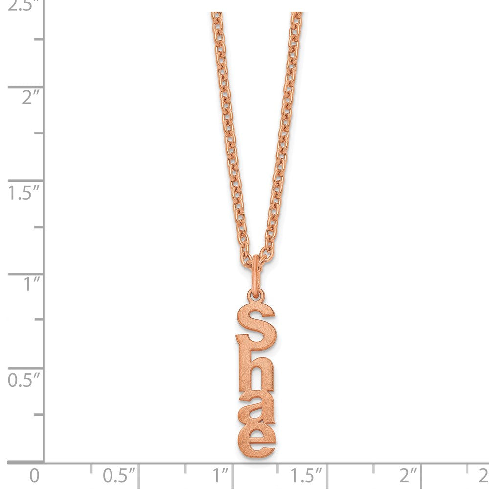 SS/Rose-plated Brushed Vertical 1 Name Charm Necklace