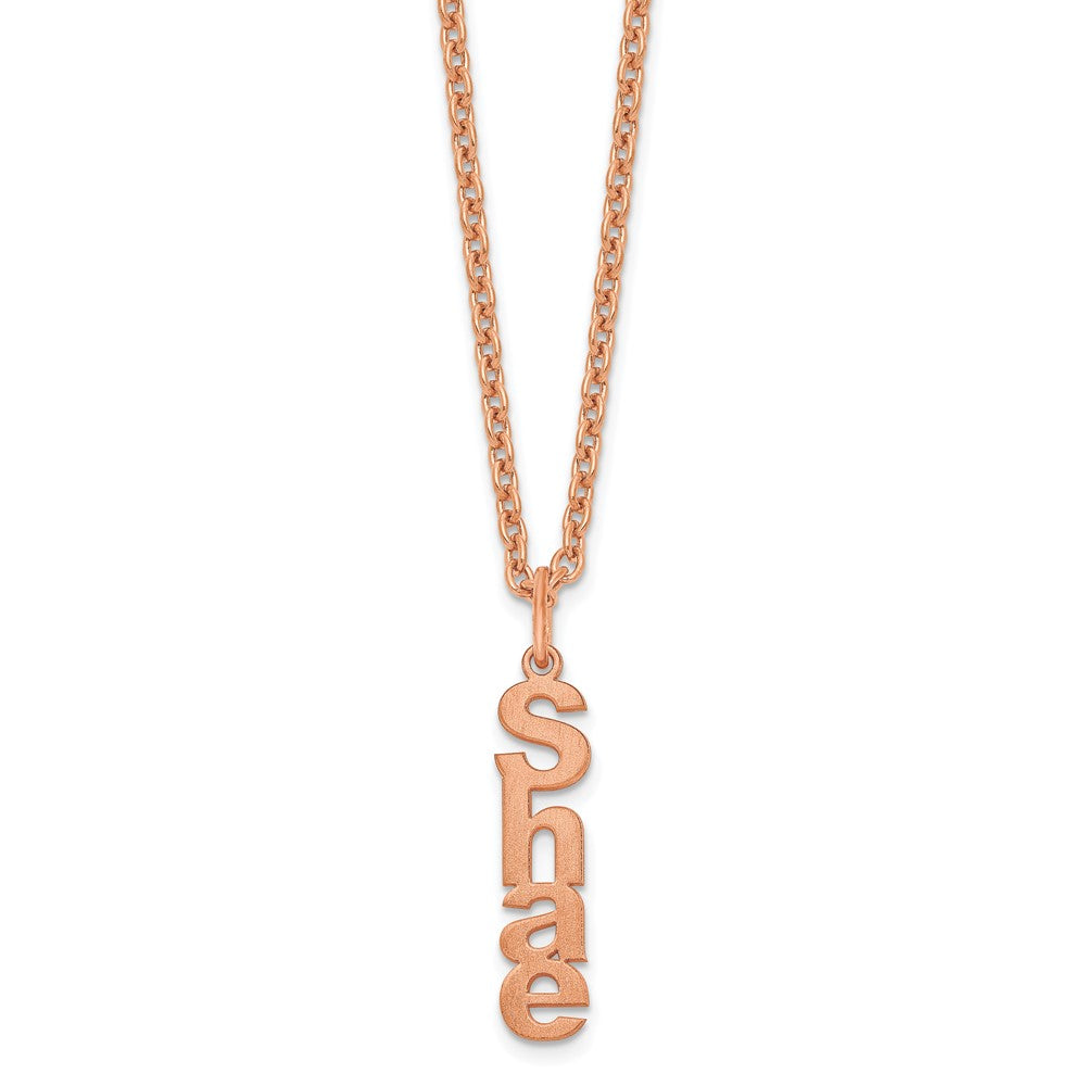 SS/Rose-plated Brushed Vertical 1 Name Charm Necklace