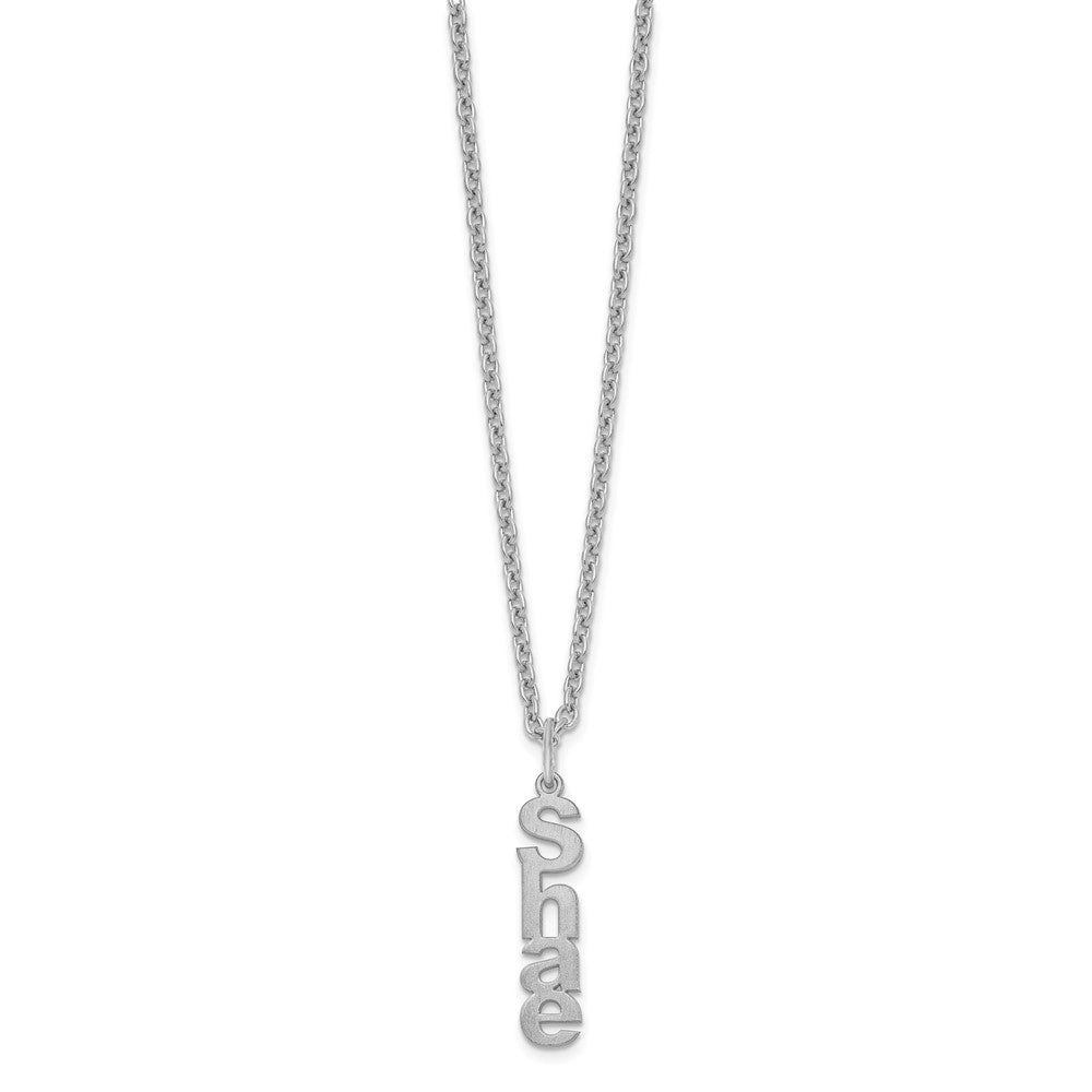 SS/Rhodium-plated Brushed Vertical 1 Name Charm Necklace