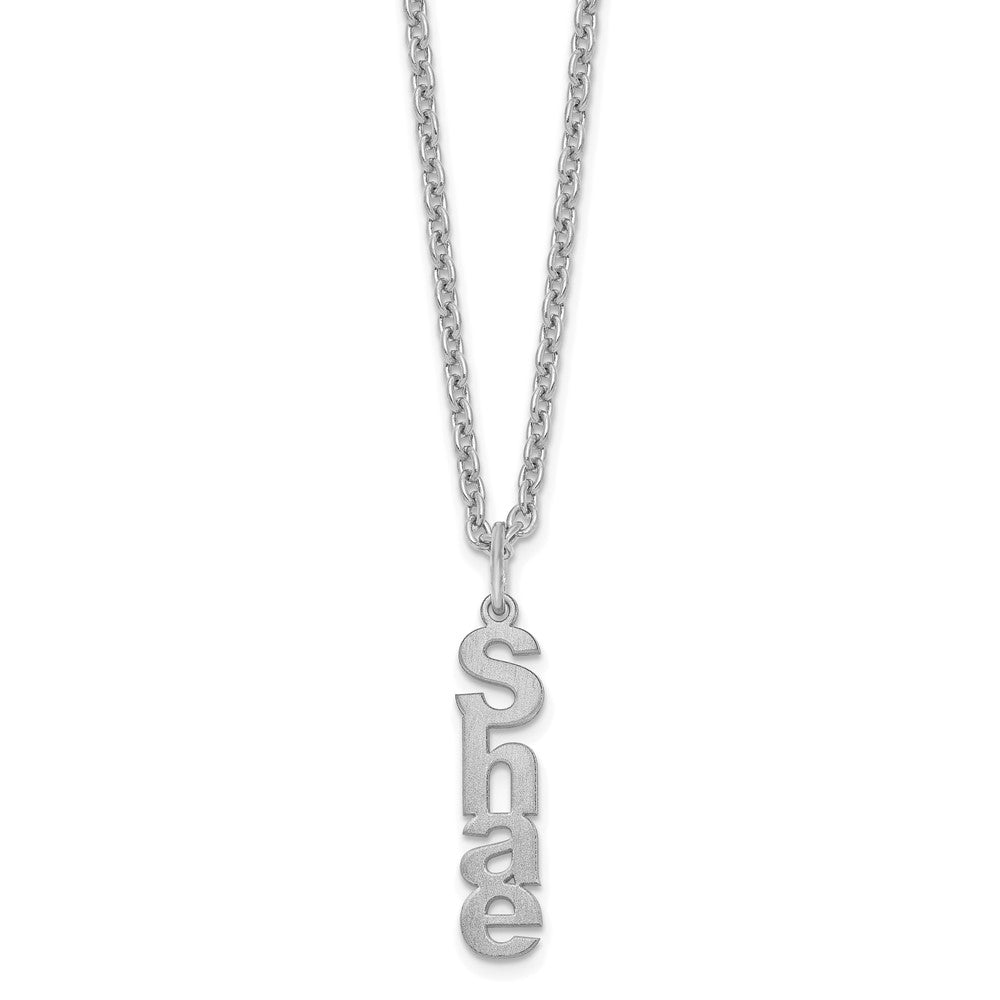 SS/Rhodium-plated Brushed Vertical 1 Name Charm Necklace