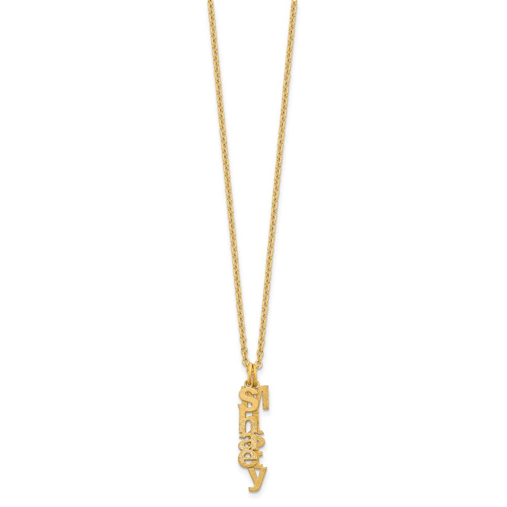 SS/Rhodium-plated Brushed Vertical 2 Name Charm Necklace