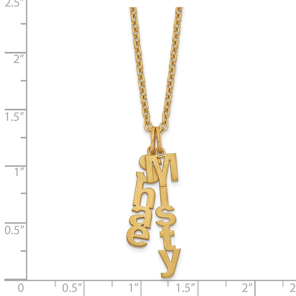 SS/Rhodium-plated Brushed Vertical 2 Name Charm Necklace