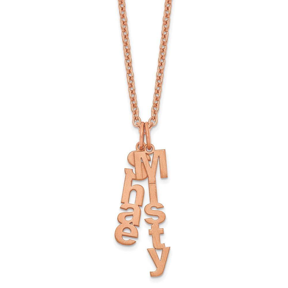 SS/Rose-plated Brushed Vertical 2 Name Charm Necklace