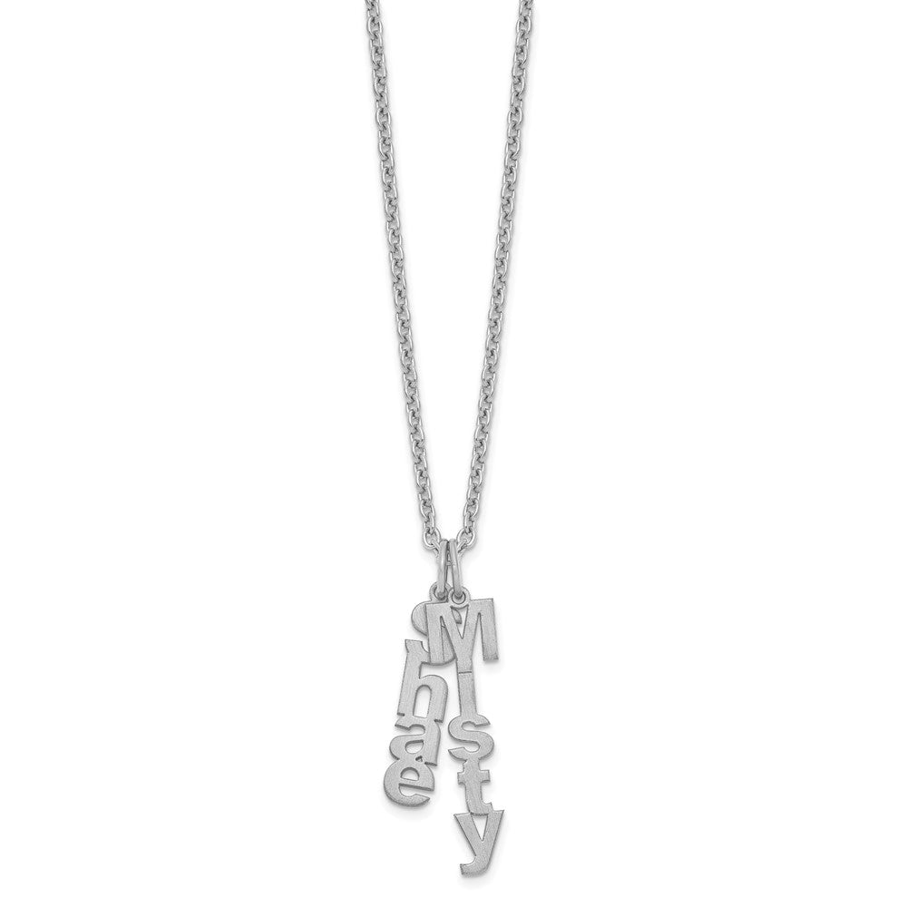 SS/Rhodium-plated Brushed Vertical 5 Name Charm Necklace