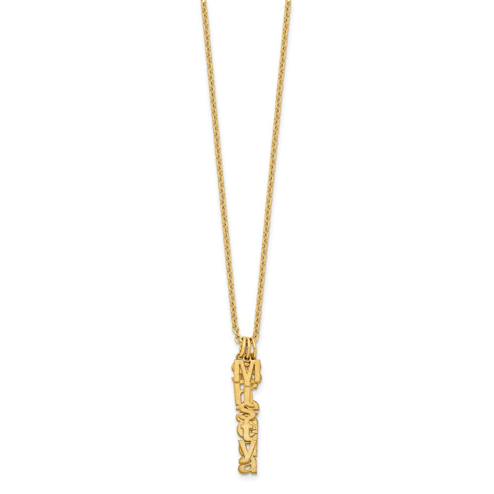 SS/Rhodium-plated Brushed Vertical 3 Name Charm Necklace