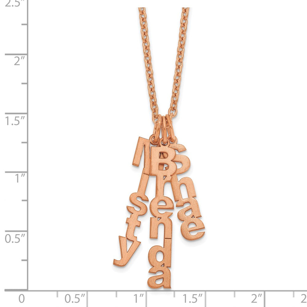 SS/Rose-plated Brushed Vertical 3 Name Charm Necklace