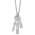 SS/Rhodium-plated Brushed Vertical 3 Name Charm Necklace
