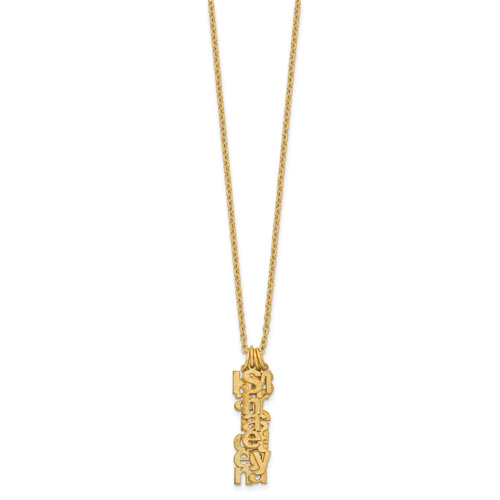 SS/Rhodium-plated Brushed Vertical 4 Name Charm Necklace