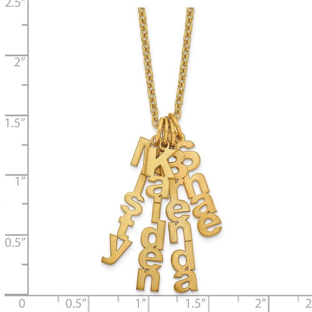 SS/Rhodium-plated Brushed Vertical 4 Name Charm Necklace