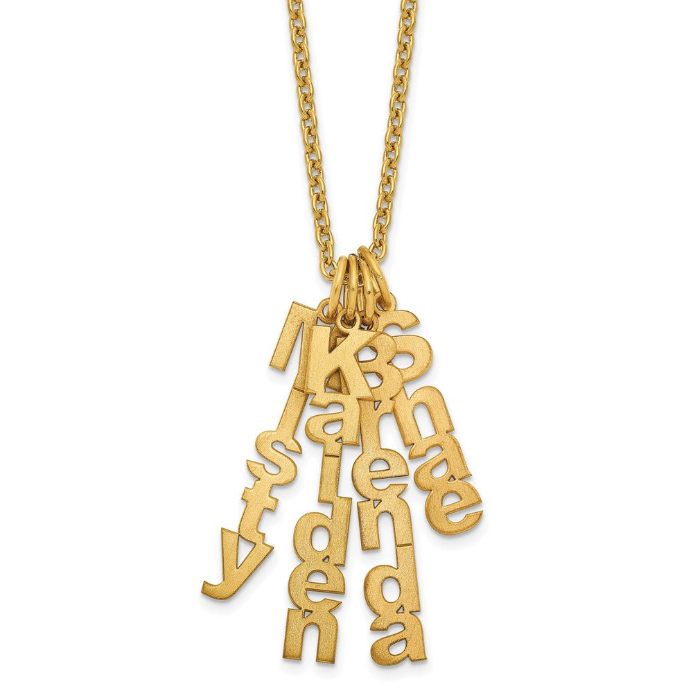 SS/Rhodium-plated Brushed Vertical 4 Name Charm Necklace