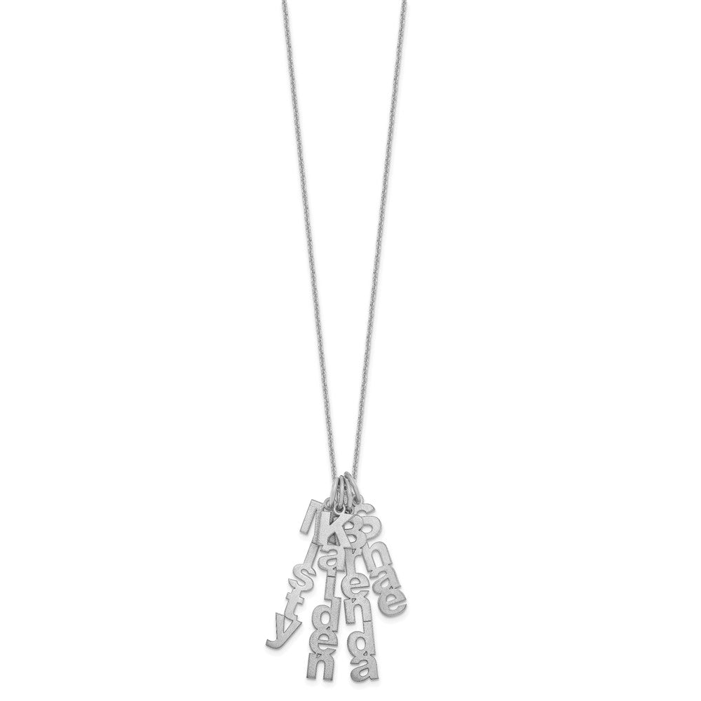 10k White Gold Brushed Vertical 4 Name Charm Necklace