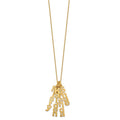 14k Yellow Gold Brushed Vertical 4 Name Charm Necklace