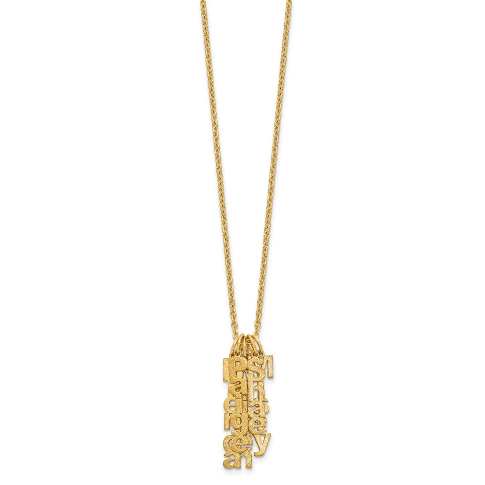 SS/Rhodium-plated Brushed Vertical 5 Name Charm Necklace
