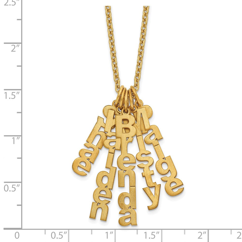 SS/Rhodium-plated Brushed Vertical 5 Name Charm Necklace