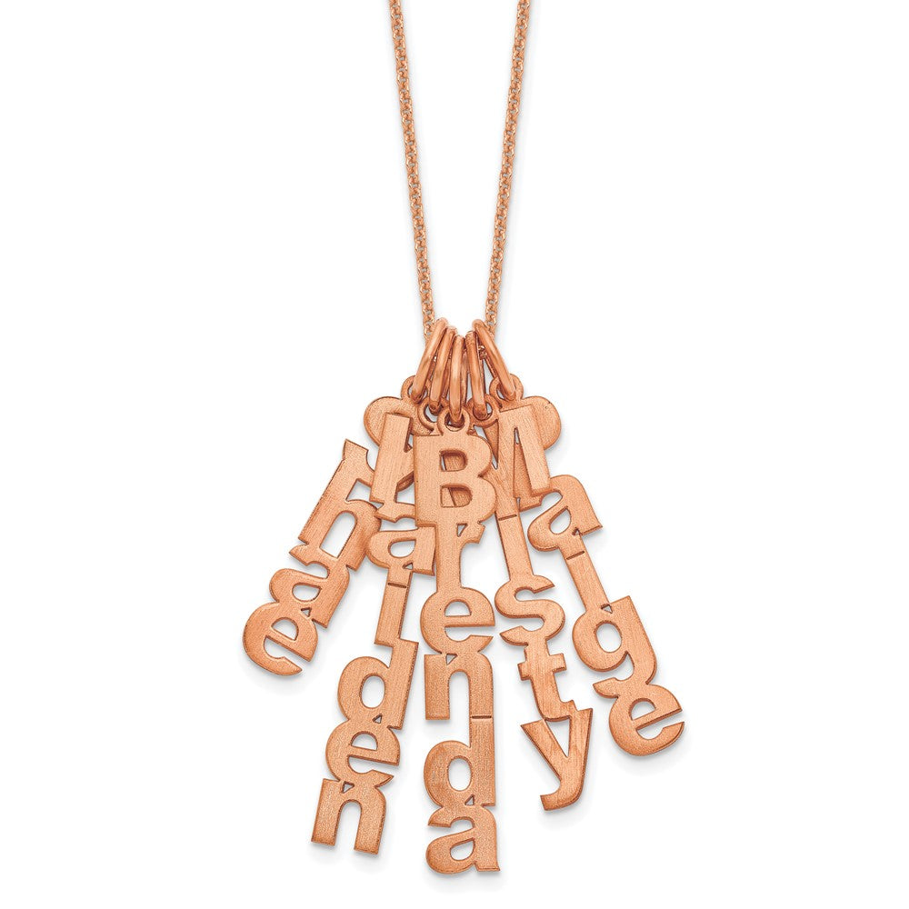 14k Rose Gold Brushed Vertical 5 Name Charm Necklace