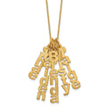 14k Yellow Gold Brushed Vertical 5 Name Charm Necklace