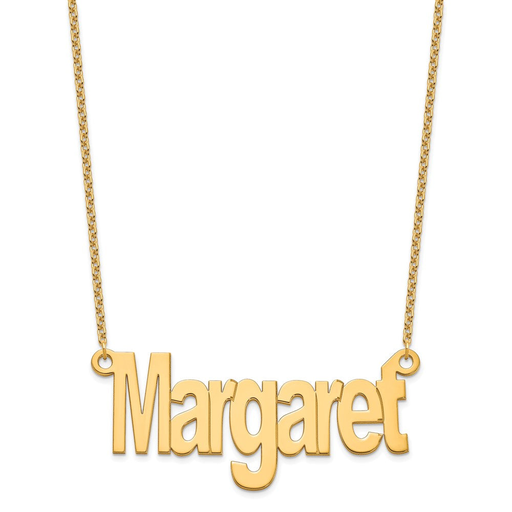 Sterling Silver/Gold-plated Large Name Plate Necklace