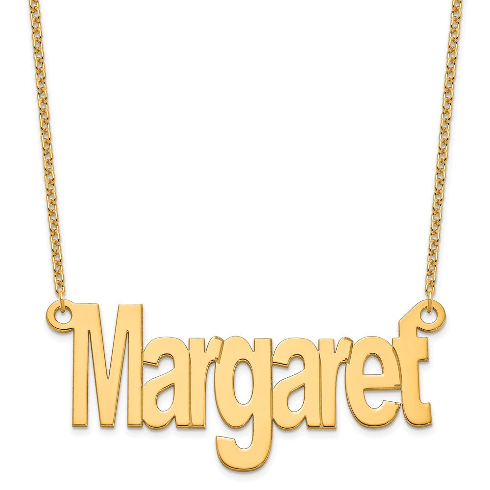 Sterling Silver/Gold-plated Large Name Plate Necklace