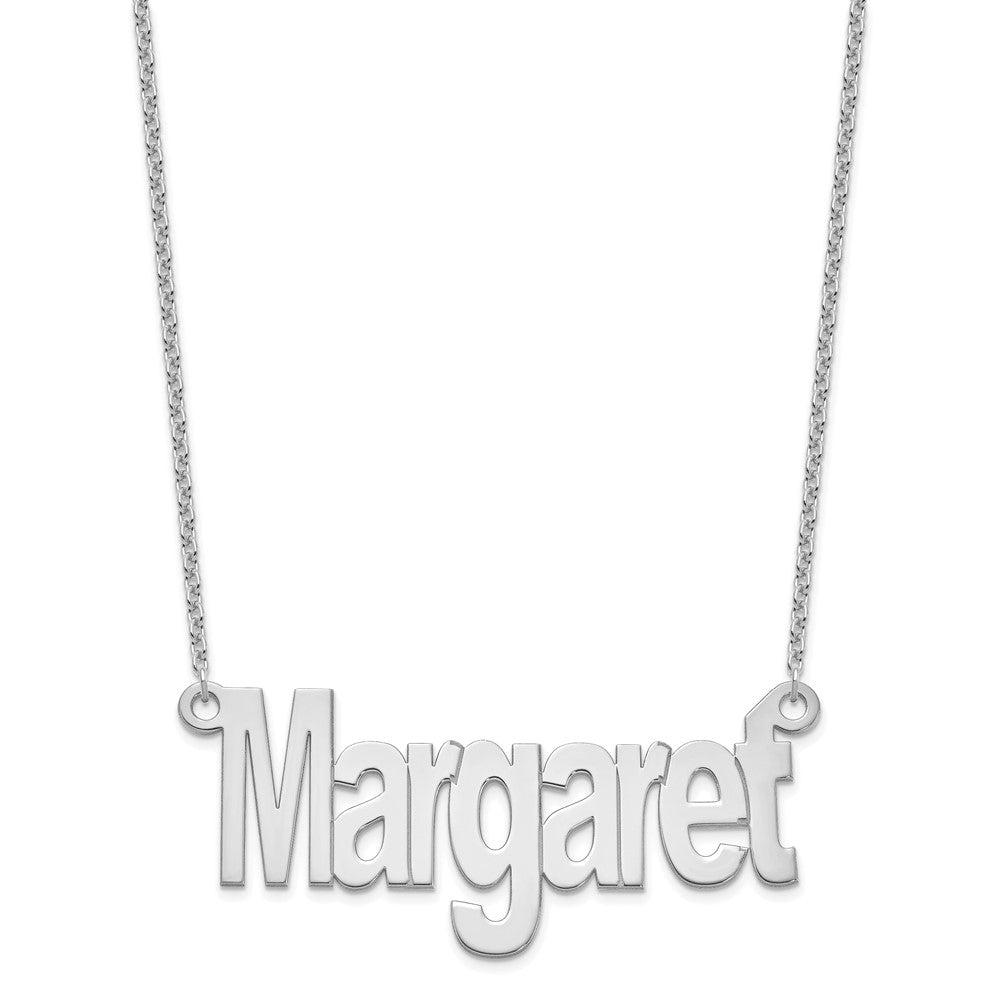 Sterling Silver/Rhodium-plated Large Name Plate Necklace