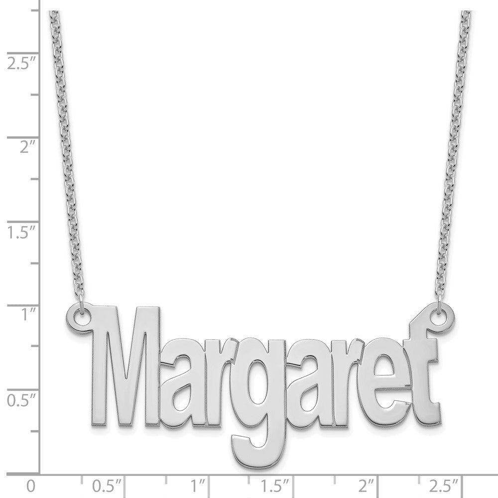 Sterling Silver/Rhodium-plated Large Name Plate Necklace