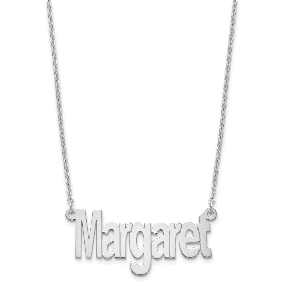 Sterling Silver/Rhodium-plated Small Name Plate Necklace