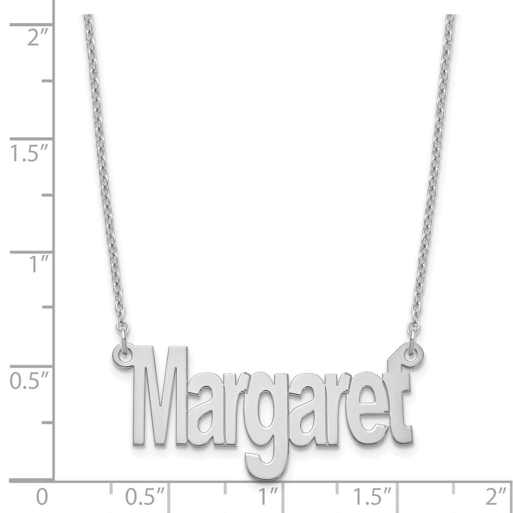 Sterling Silver/Rhodium-plated Small Name Plate Necklace