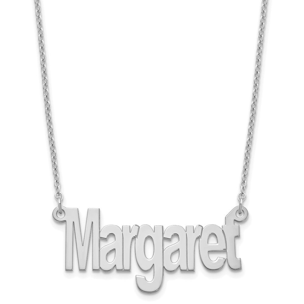 Sterling Silver/Rhodium-plated Small Name Plate Necklace