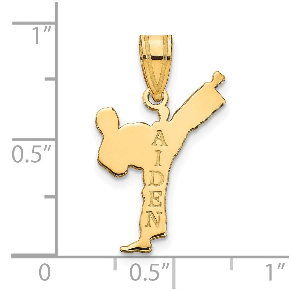 14k Yellow Gold Personalized Boy Karate Pendant