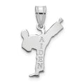 14k White Gold Personalized Boy Karate Pendant